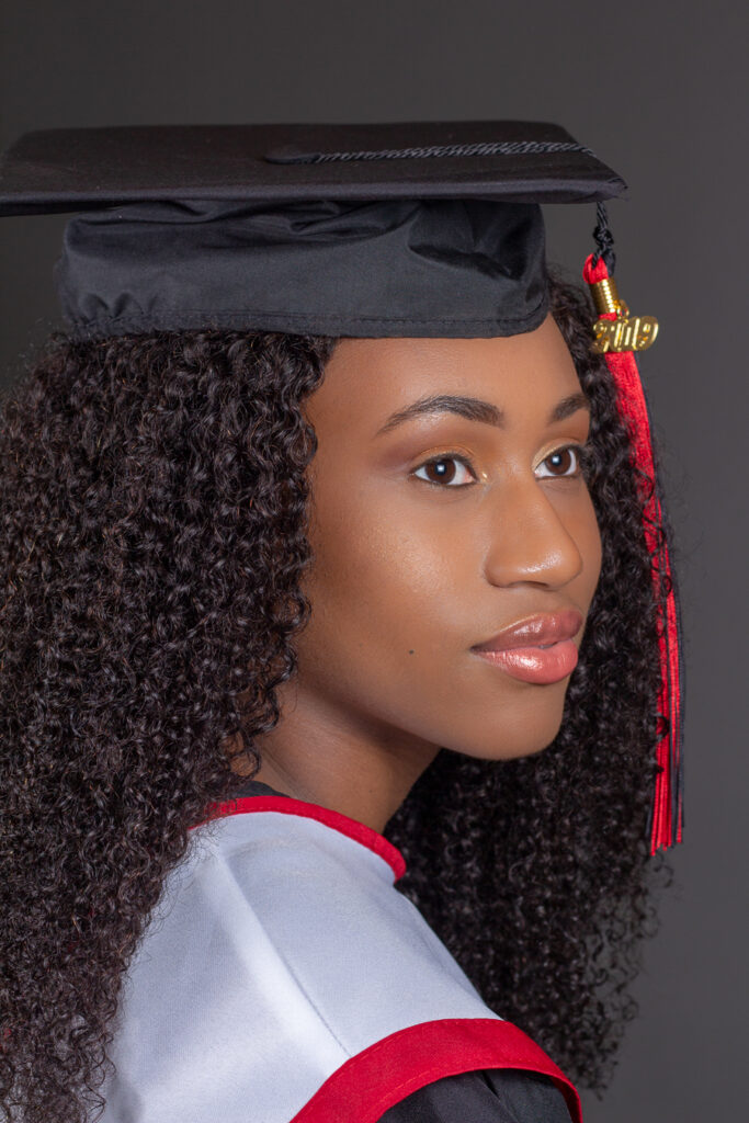 Professional cap and gown head shot of high school senior in Metro Atlanta